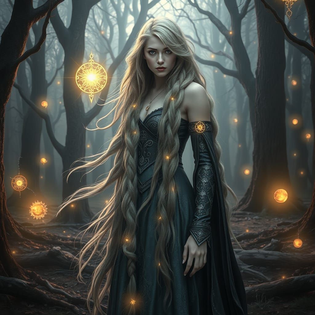 Ethereal Sorceress in Mystical Forest