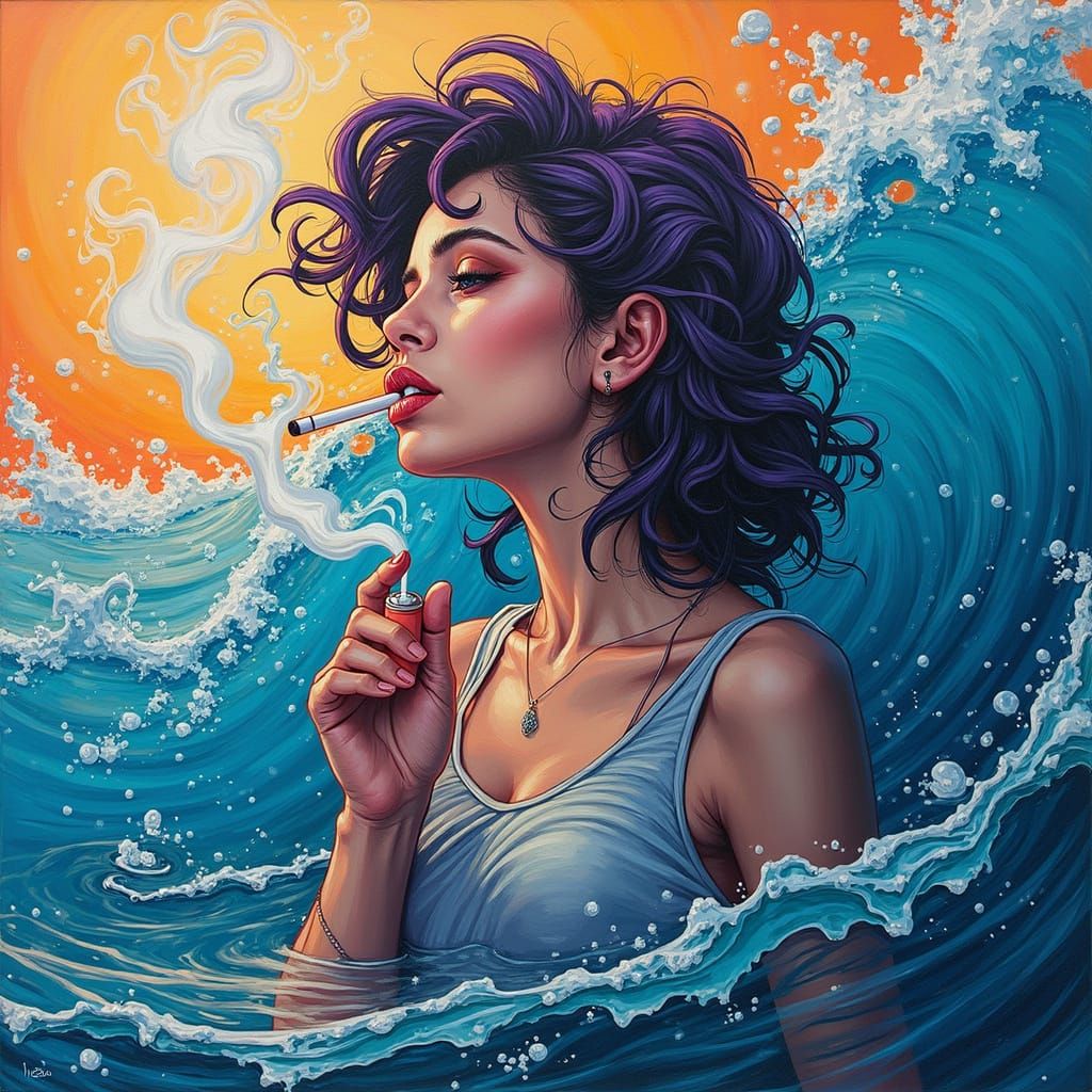 Turbulent Skies of Melancholy, in Vibrant Graffiti Style