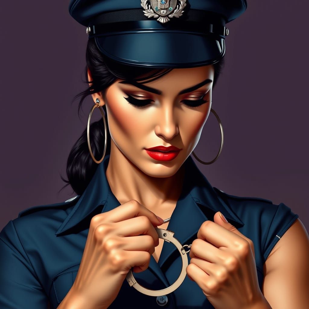 Police Officer in Navy Blue Uniform, Photorealistic Portrait
