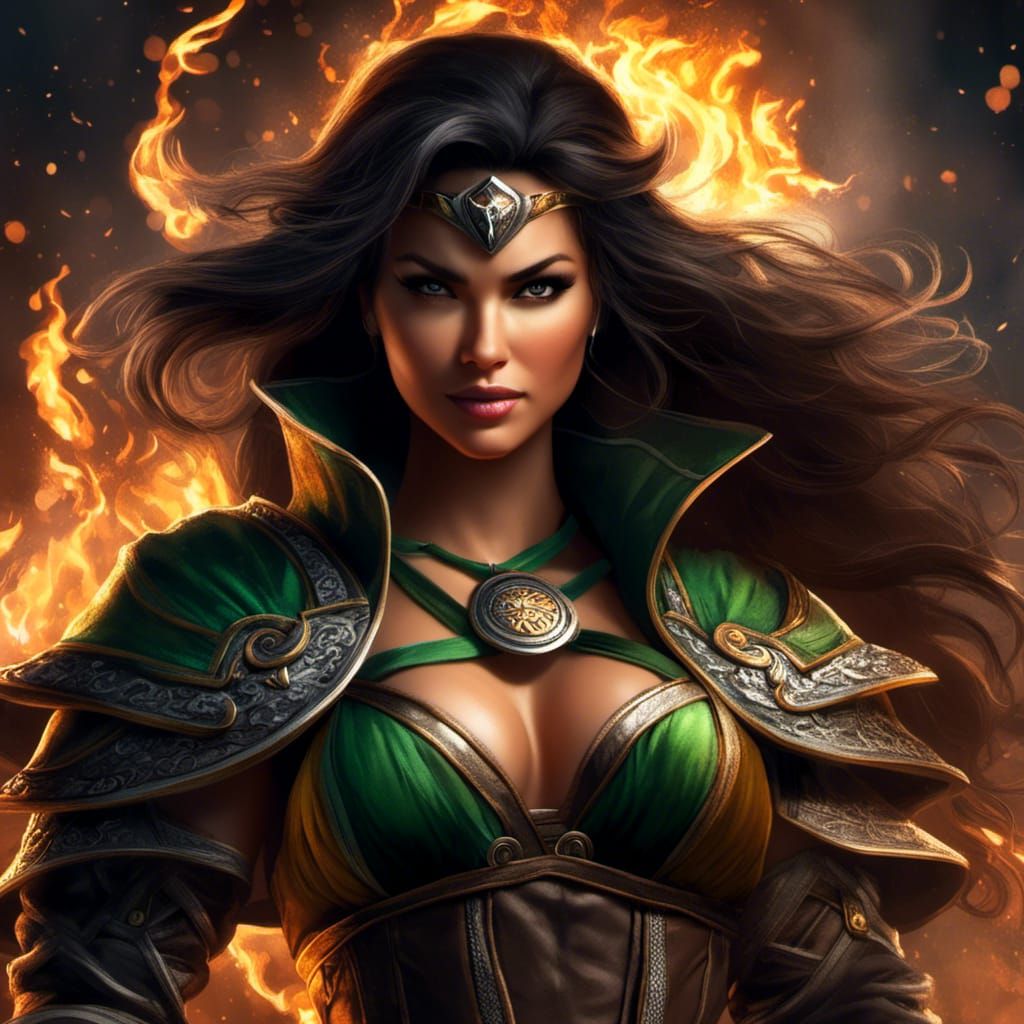 Jade, Desert Warrior in Hyperreal Style