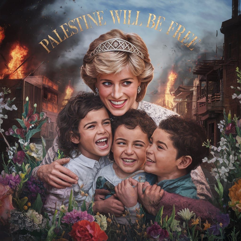 Princess Diana Hugs Children in Burning City