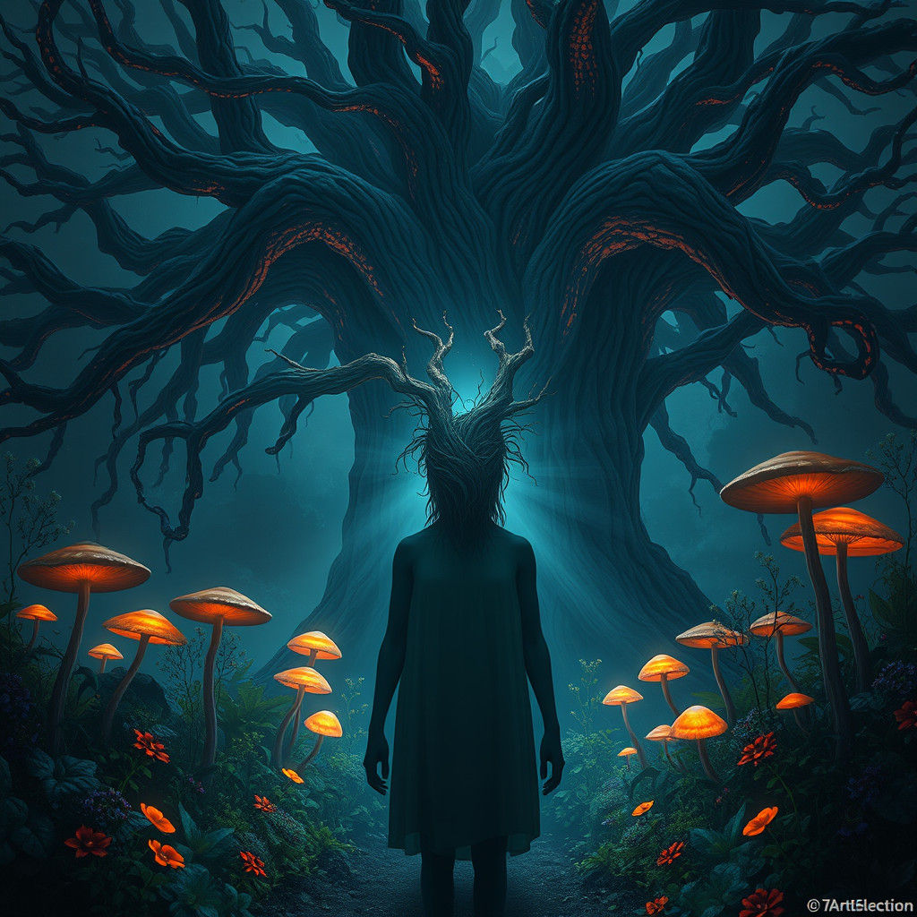 Mystical Figure in Dreamlike Realm: Digital Art