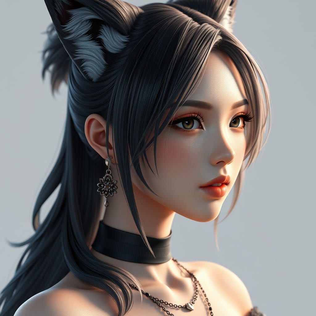 Ethereal Anime Goddess with Wolf Cut