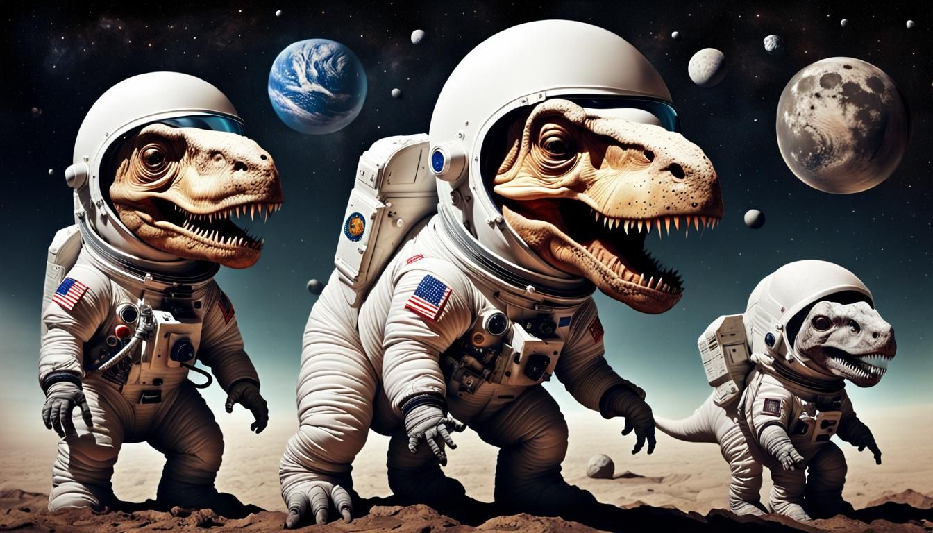 Astronaut T-Rex in Space: A Surreal Portrait