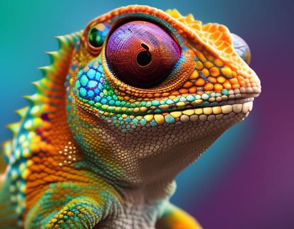 Adorable Colorful Chameleon: A Digital Masterpiece