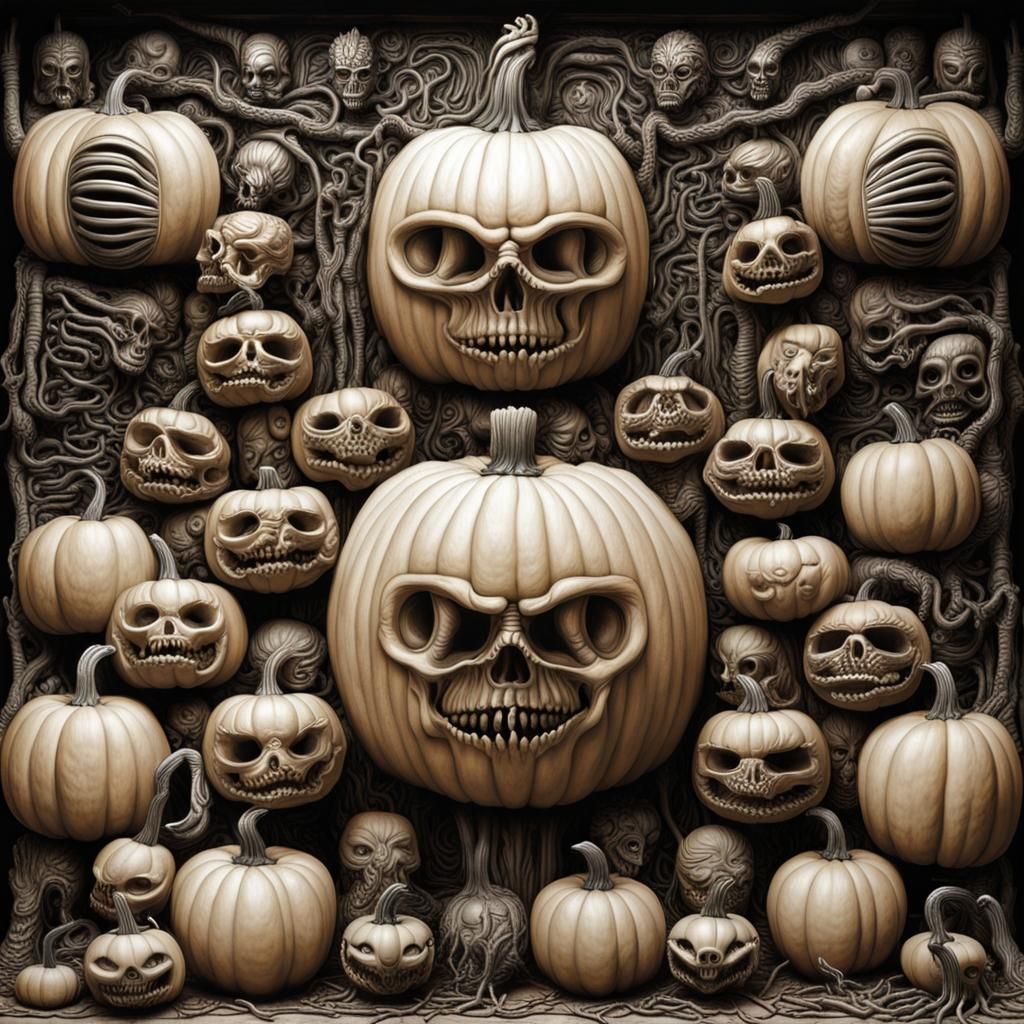 Hyperdetailed Pumpkin in Giger Style