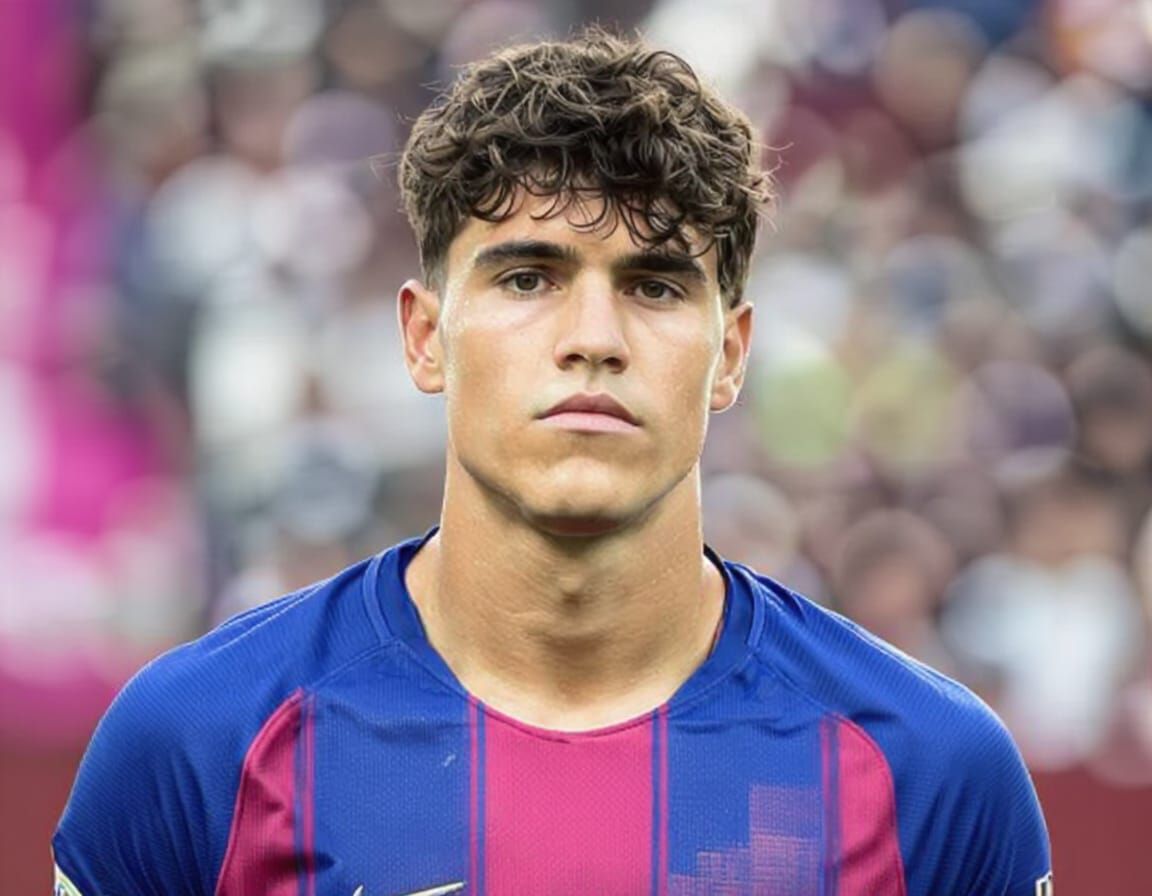 Male Soccer Player Portrait in Barcelona Jersey