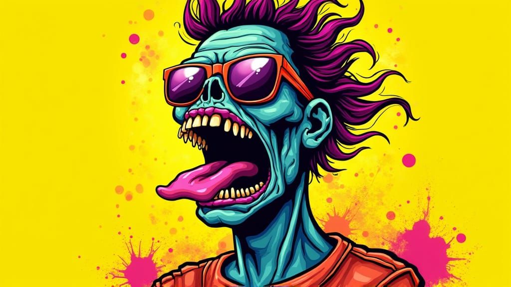 Psychedelic Zombie Cartoon in Pop Art Style