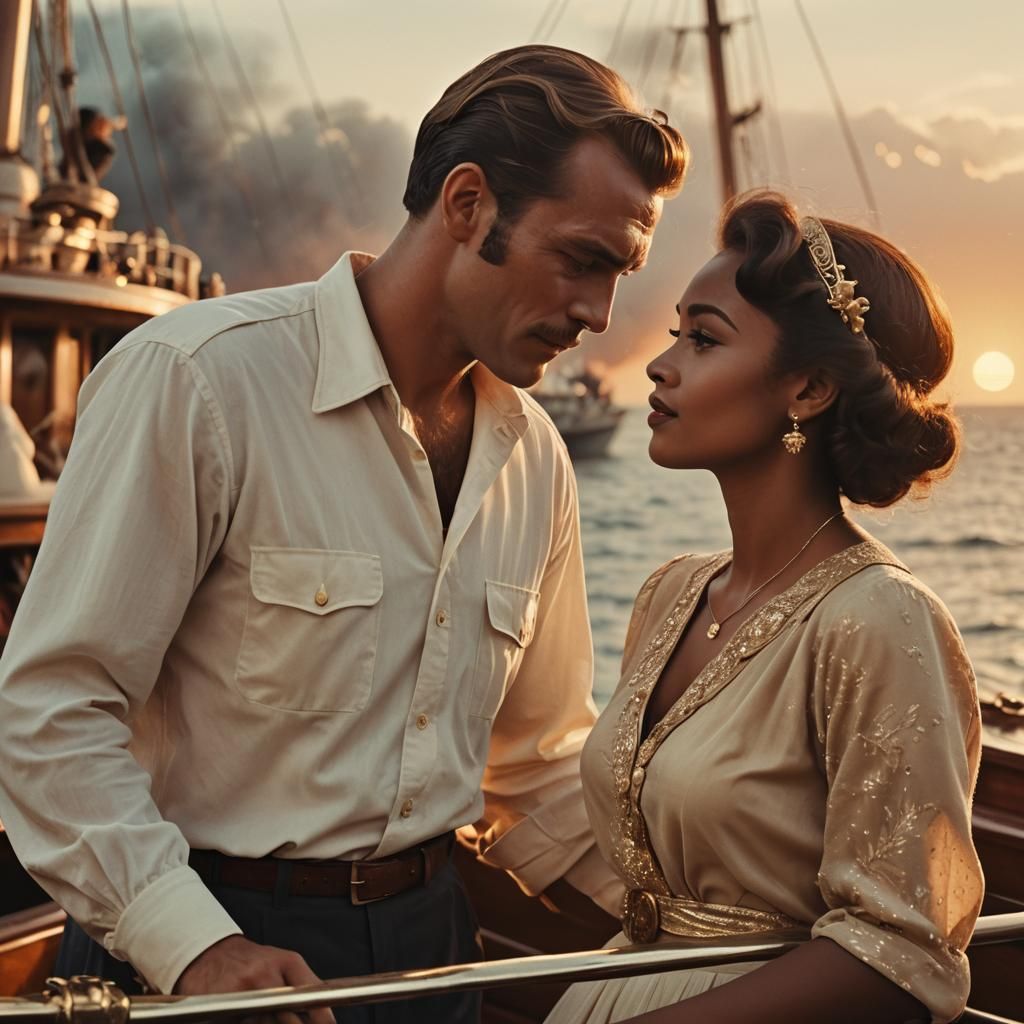 Mombasa Romance: A Retro Cinematic Film Still