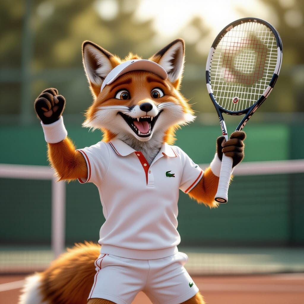 Fox Tennis Player Celebrates Victory on Court
