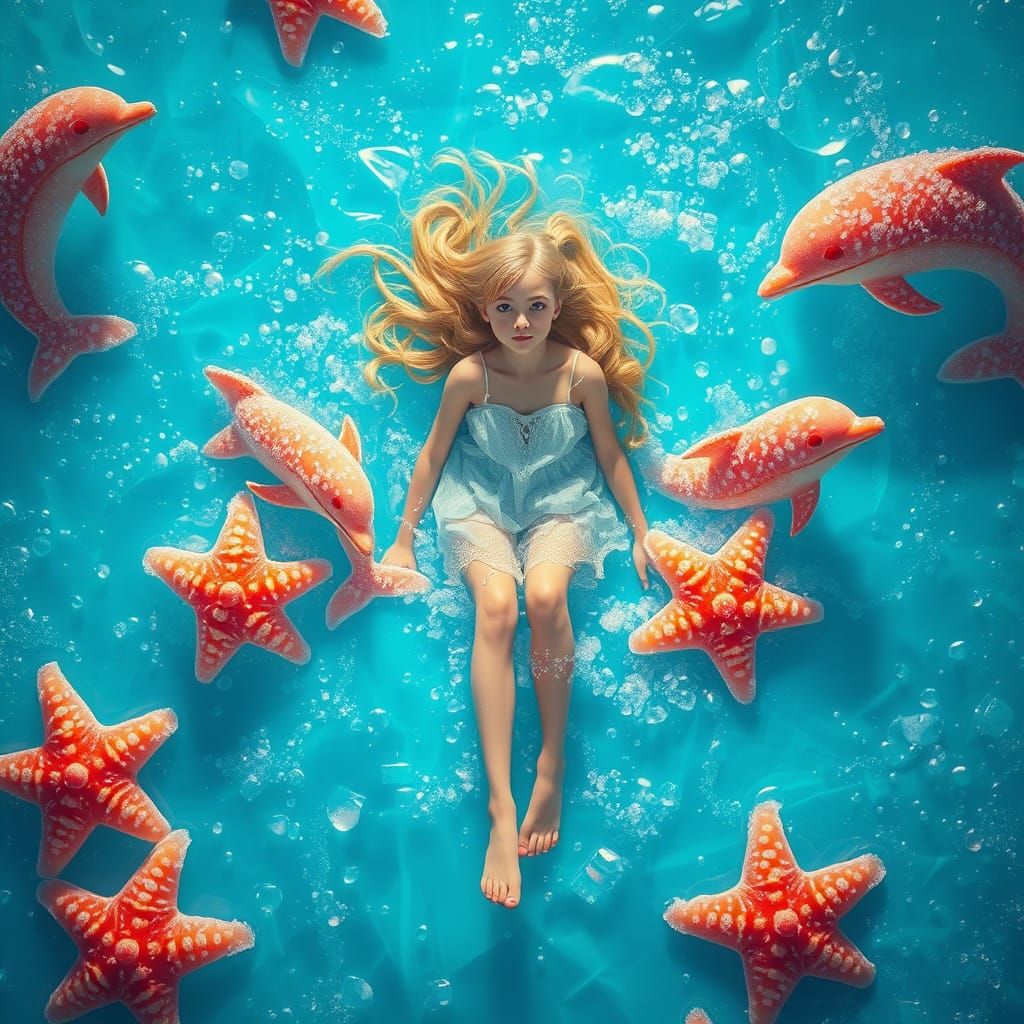 Dreamlike Soda Sea with Candy Creatures