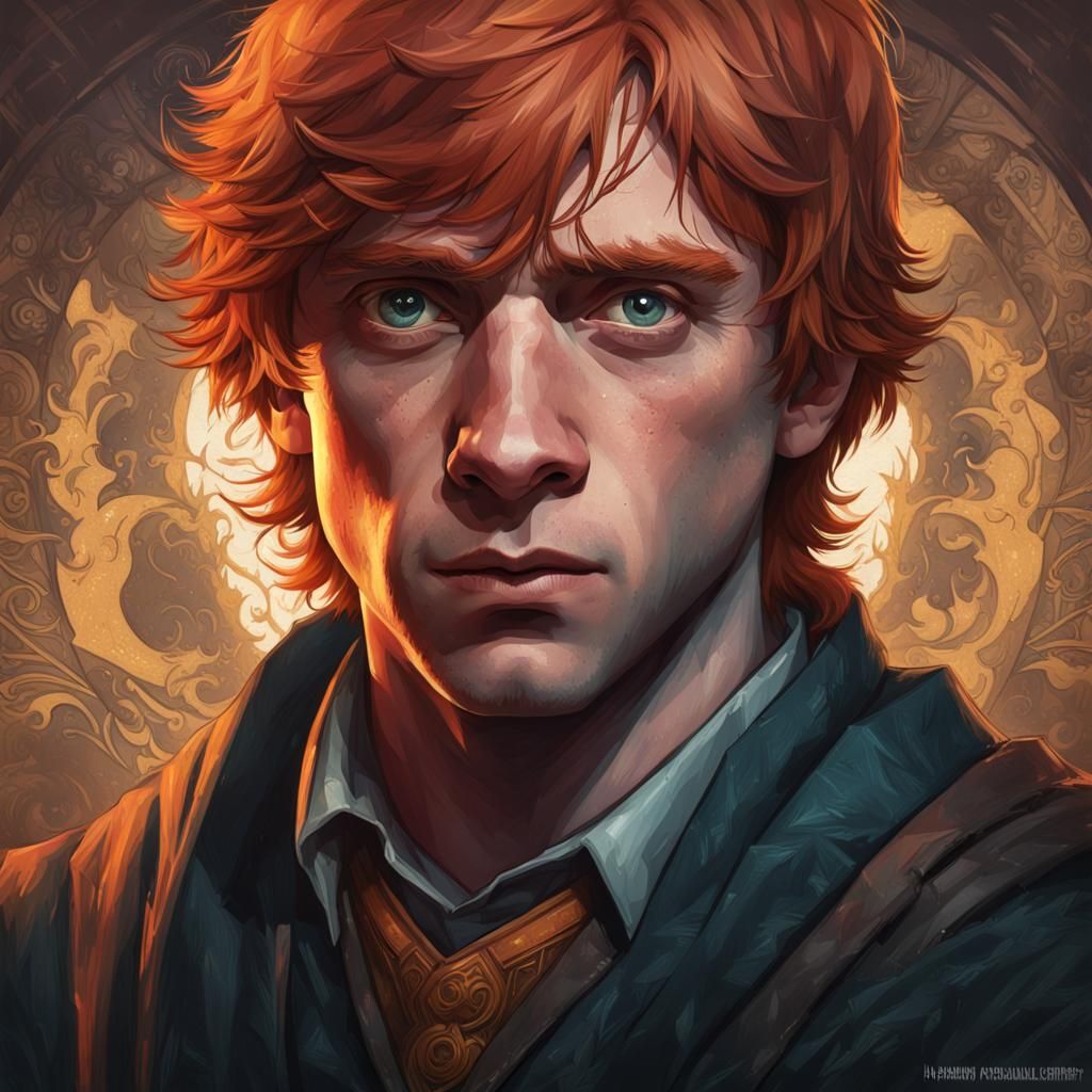 Ron Weasley Portrait by Greg Rutkowski and Artgerm