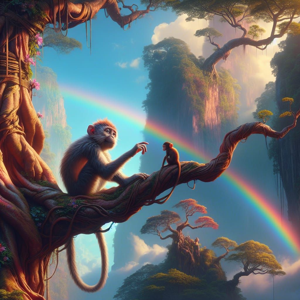 Monkey and Mother Under Rainbow, Concept Art