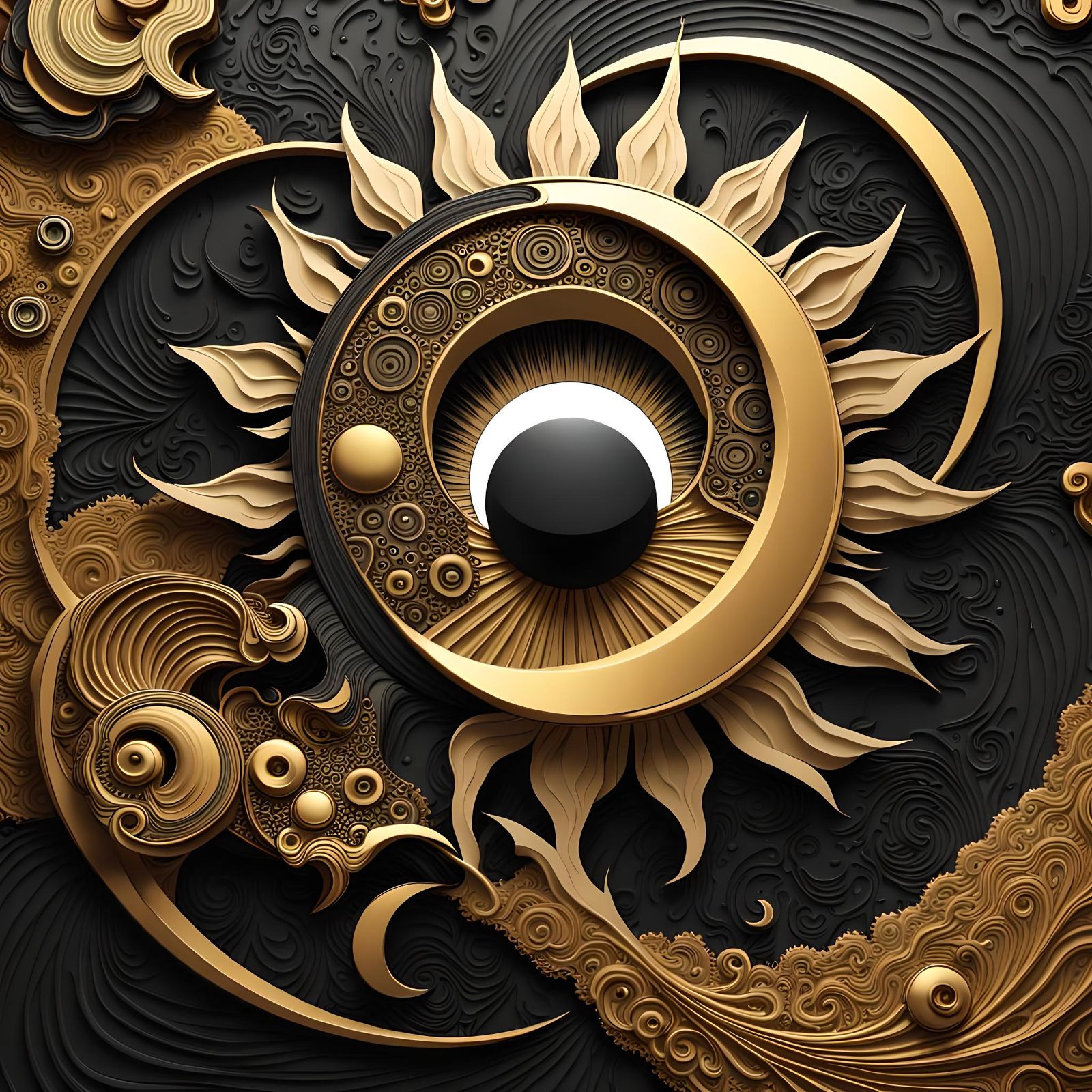 Abstract Duality: Sun and Moon in Toledo Damascene Style