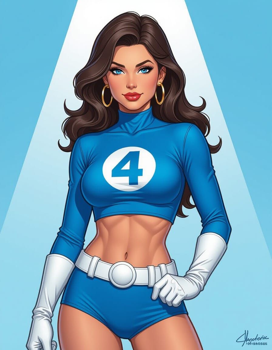 Woman with Number 4 Emblem, Comic Book Art