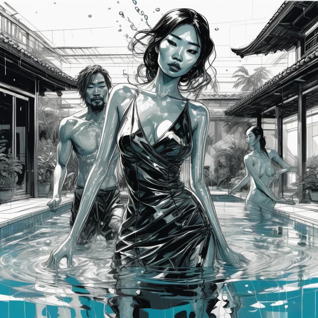 Glass Mermaid Having Fun: Detailed Digital Illustration