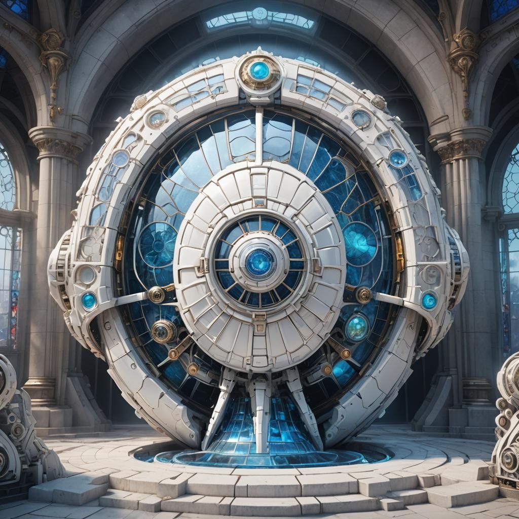 Sci-Fi Stained Glass Mechanical Shell Sculpture