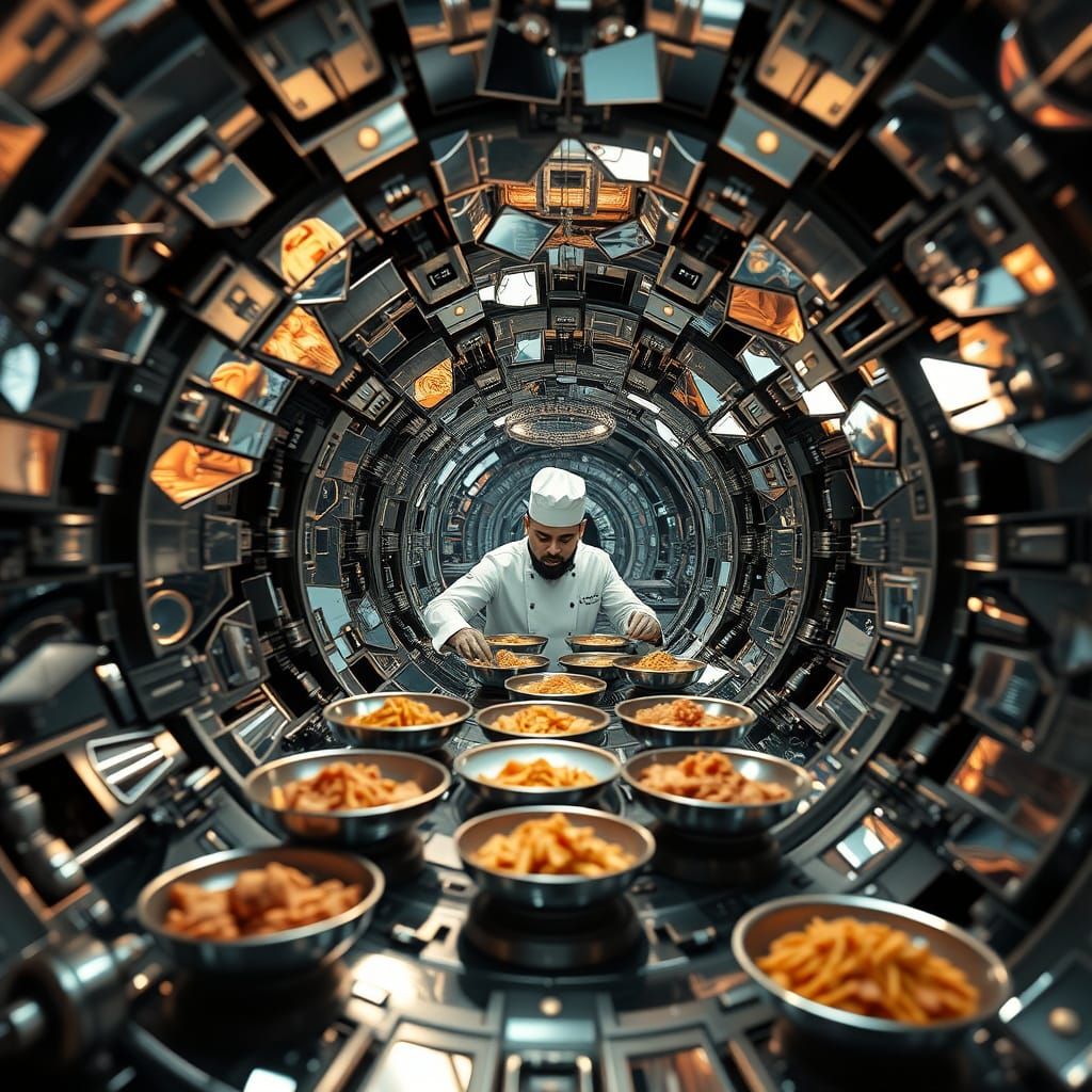 Futuristic Kaleidoscope Art with Metal Mech Details