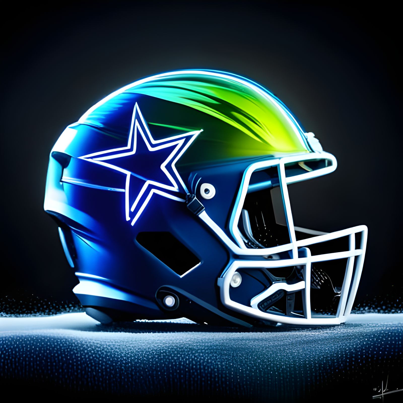 Dallas Cowboys Helmet Splashed with Neon Paint