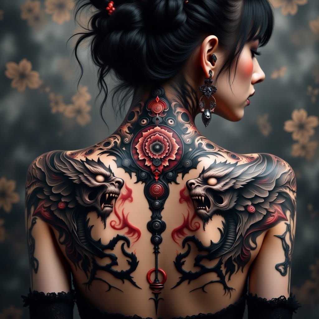 Mangekyou Sharingan Inspired Back Tattoo Design