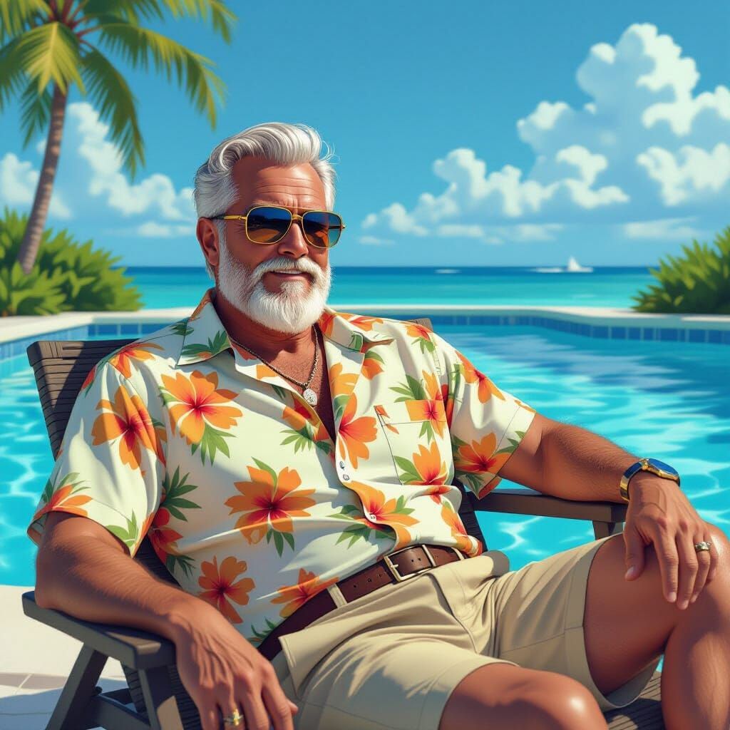 Dr. Light Lounging Poolside in Digital Art Style