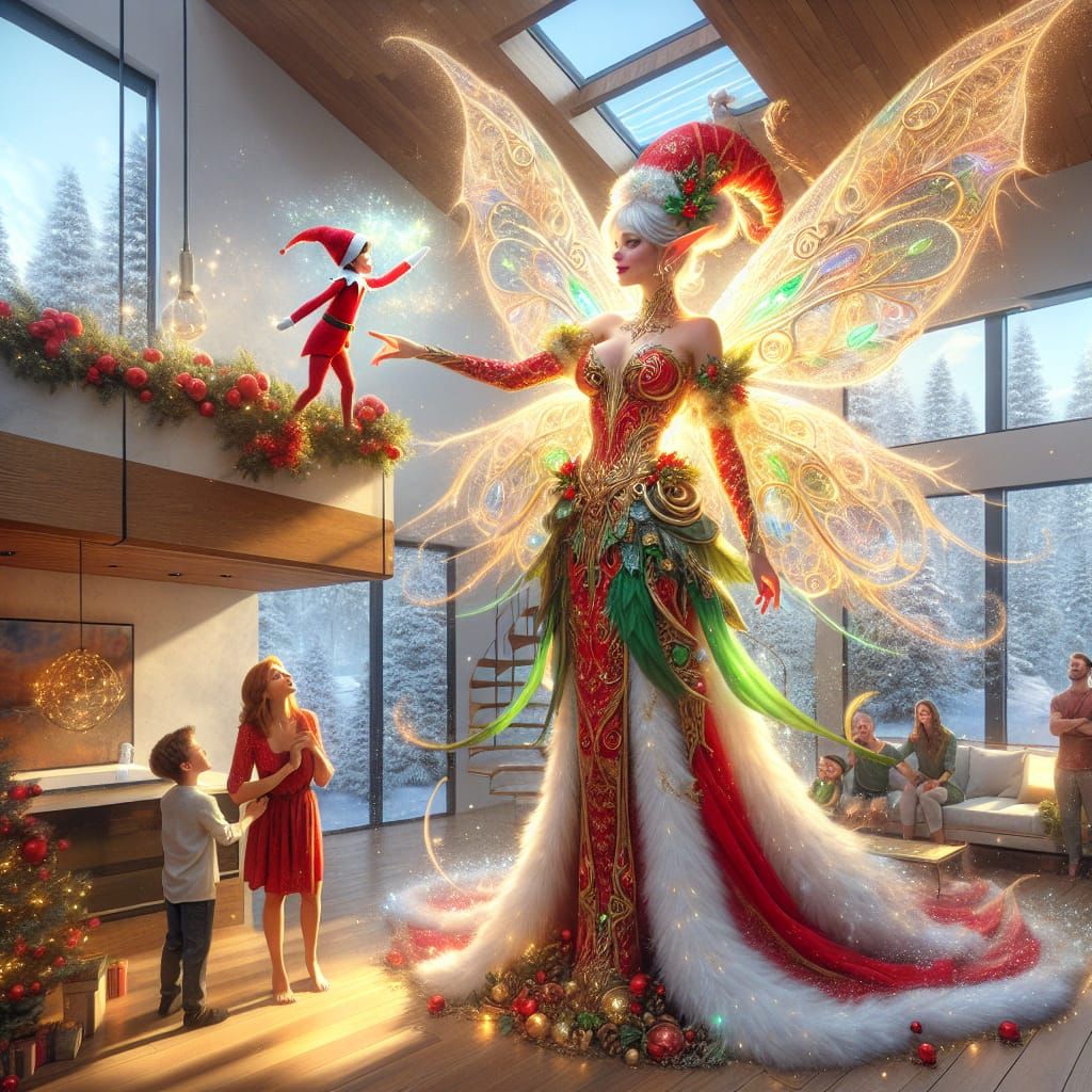 Whimsical Christmas Fairy Descends Upon a Modern Home