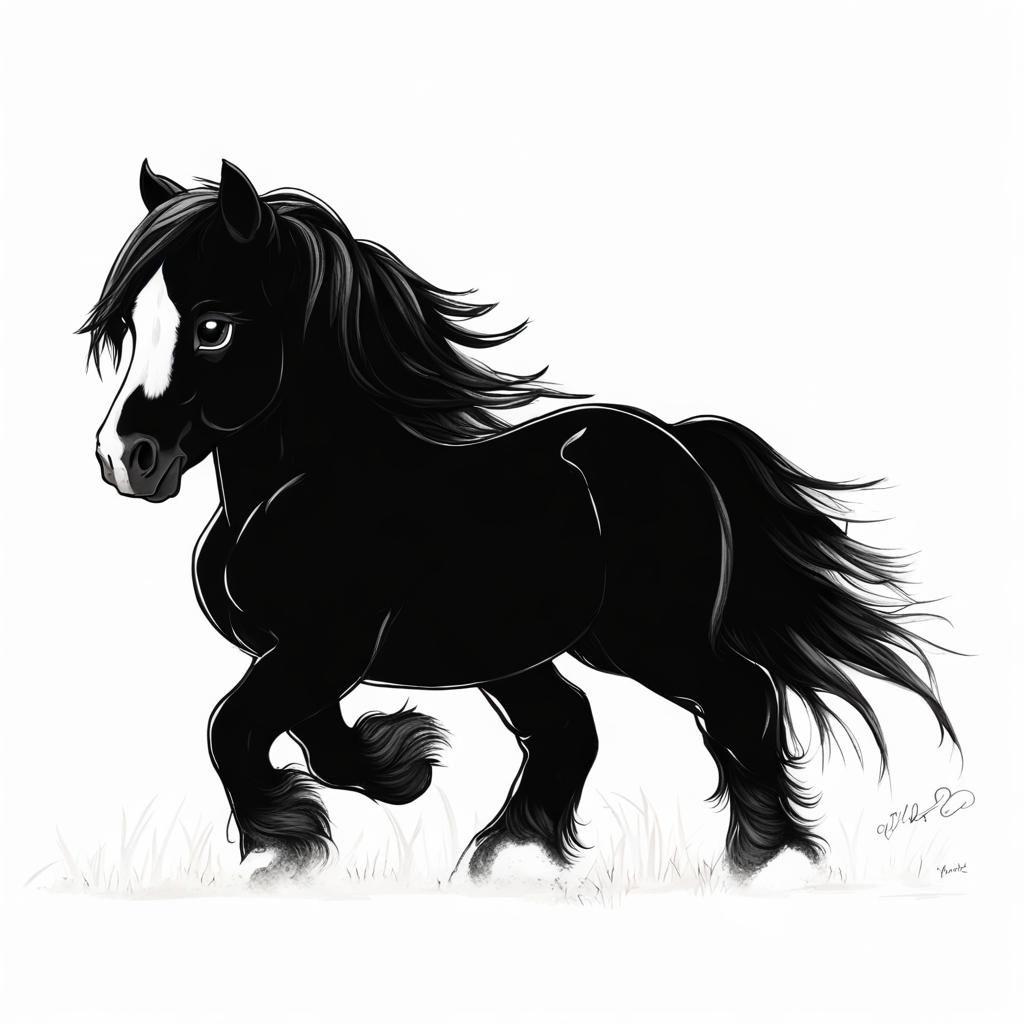 Black chibi draft horse