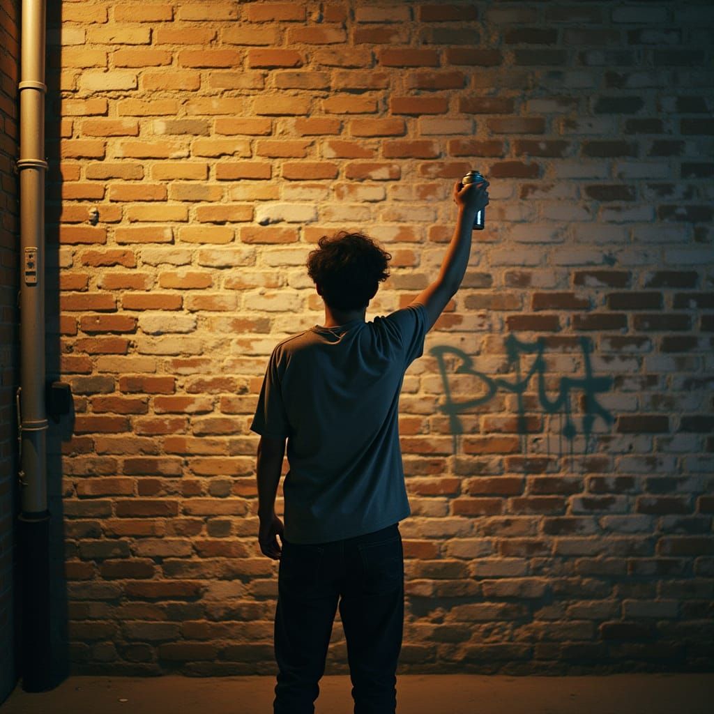 Urban Graffiti Artist in Cinematic Lighting