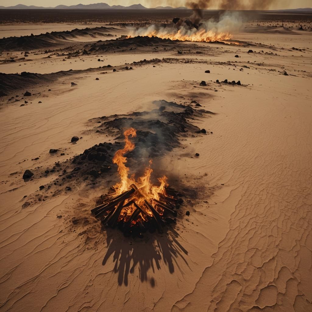 Epic Desert Fire Cinematic Film Still