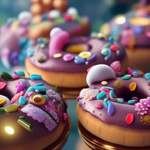 Fantasy Monster Donuts in Digital Art Style