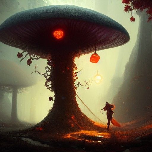 Fantasy Mushroom Nymph Art Nouveau Masterpiece