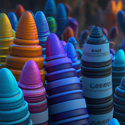 Colorful Crayons in Detailed Matte Painting Style