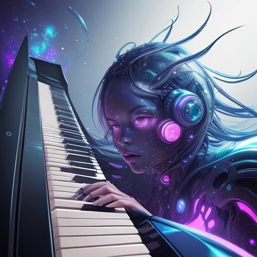 Futuristic Keyboards and Organs in Splash Art Style