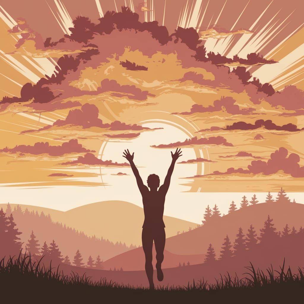 Athlete's Silhouette Embraces Sunset Horizon