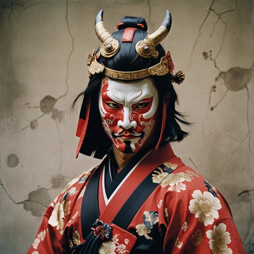 Samurai in Broken Mask, Art Photography Style