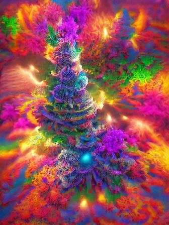 Psychedelic Christmas Tree with Volumetric Lighting
