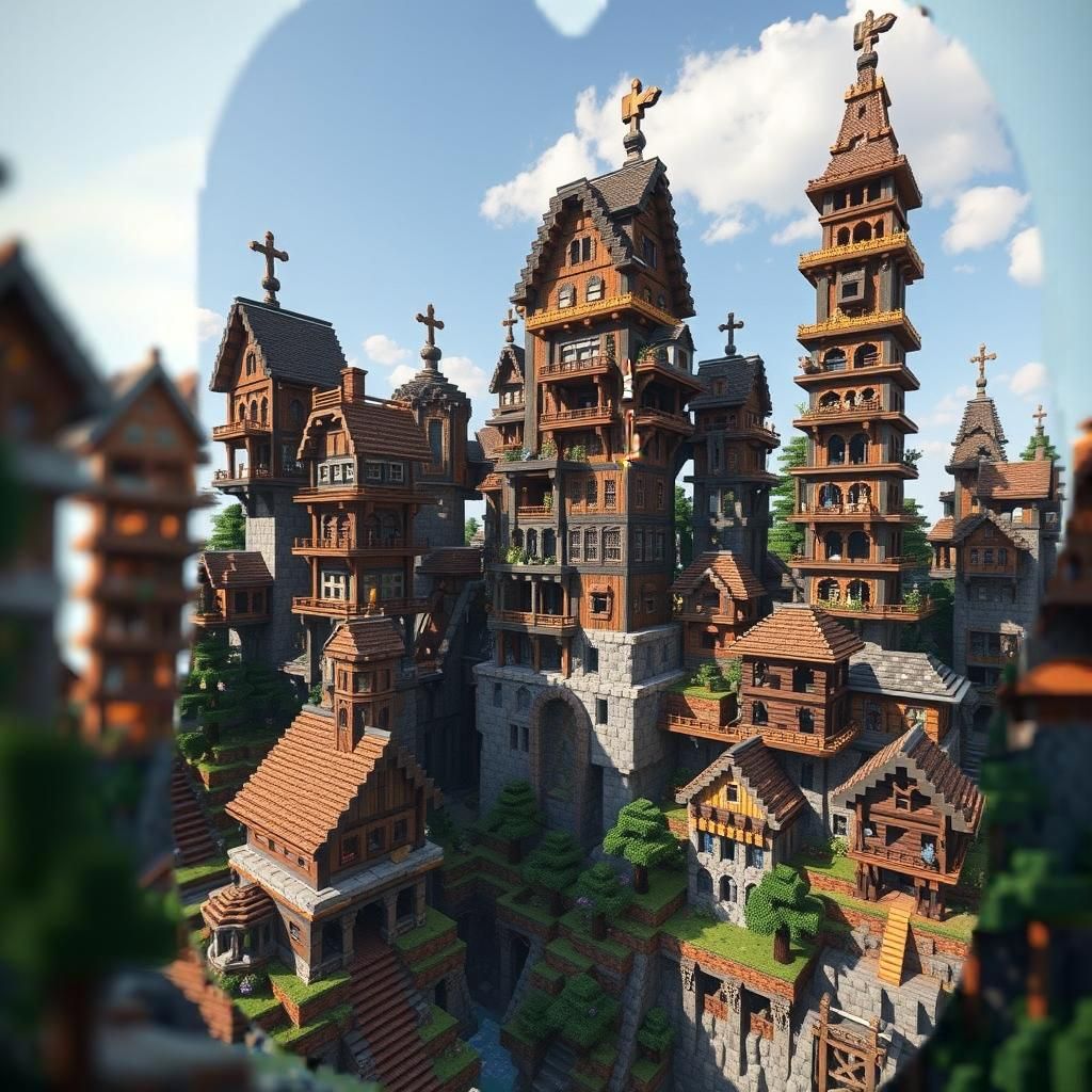 Interconnected Minecraft Houses: Professional Photography