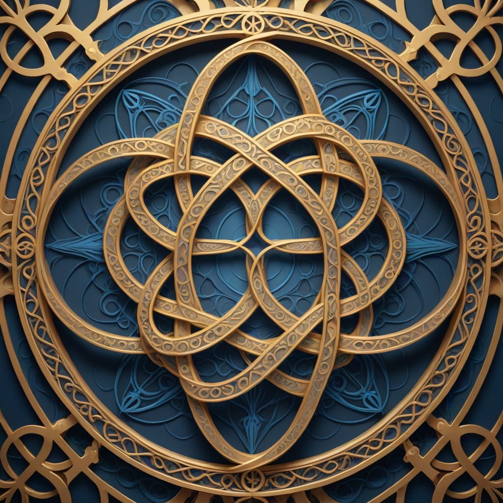 Elegant Infinity Symbol in Harmonious Blues and Golds
