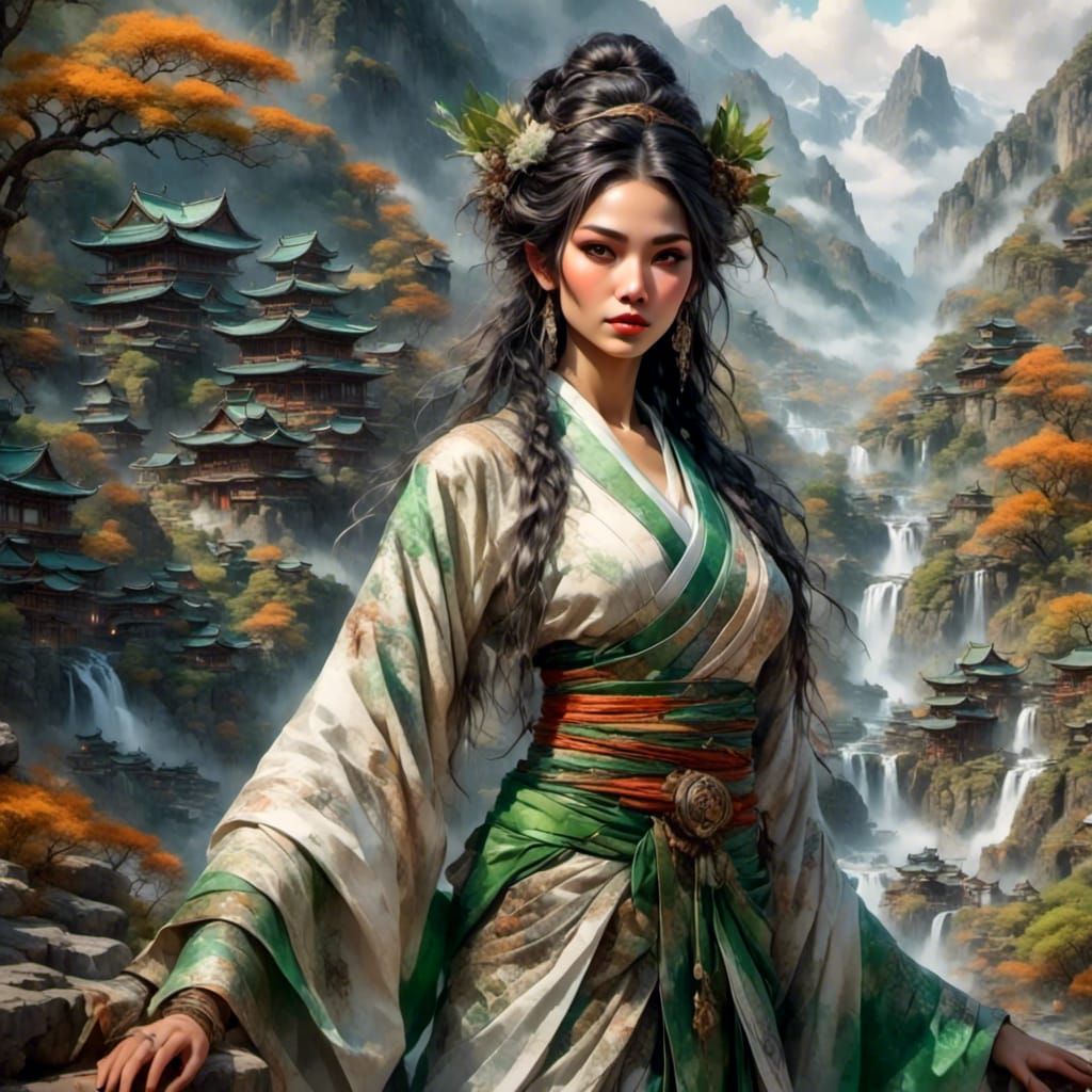 Japanese Sage in Traditional Clothing: Fantasy Art