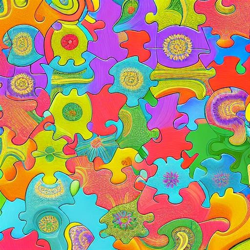 Colorful Intricate Puzzle Pieces in 3D