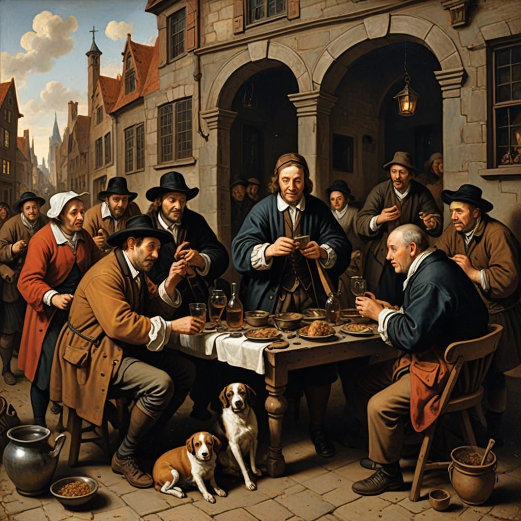 Living Life to the Full, in the Style of Dutch Golden Age Pa...