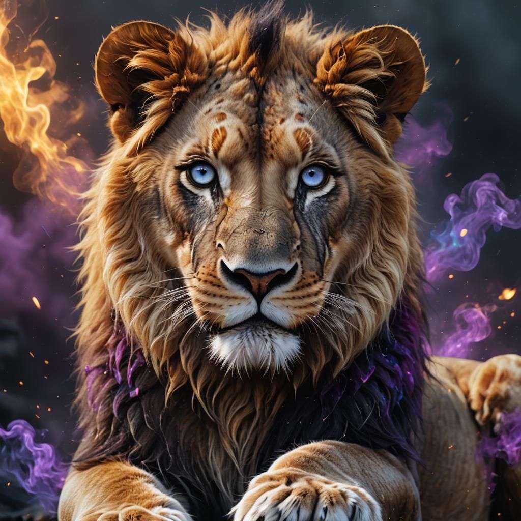 Glowing Eyed Lion Cub in Fantasy Art Style