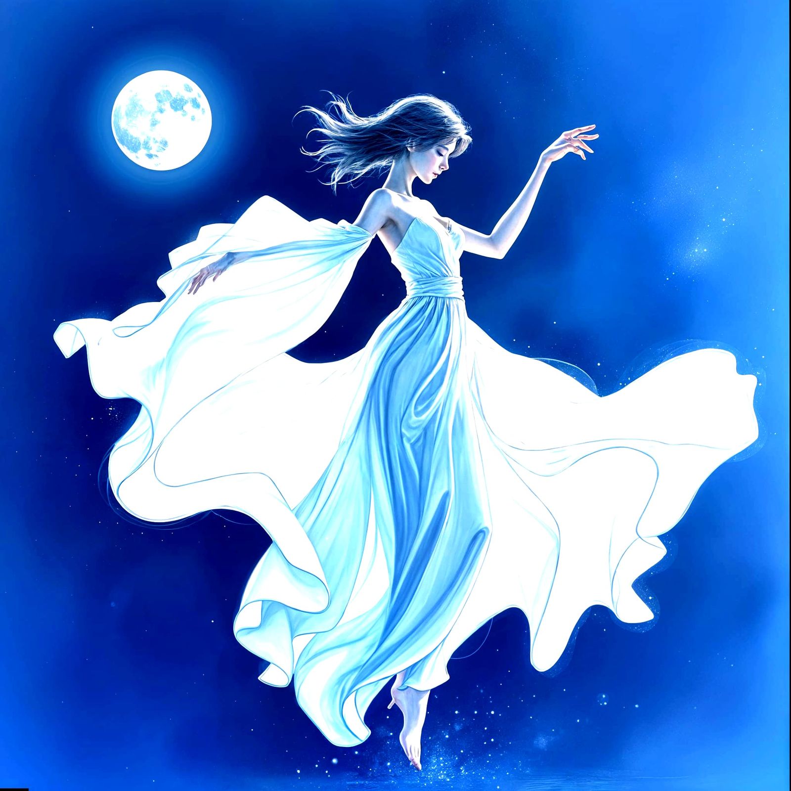 Serene Moonlit Dance in Elegant Pastels