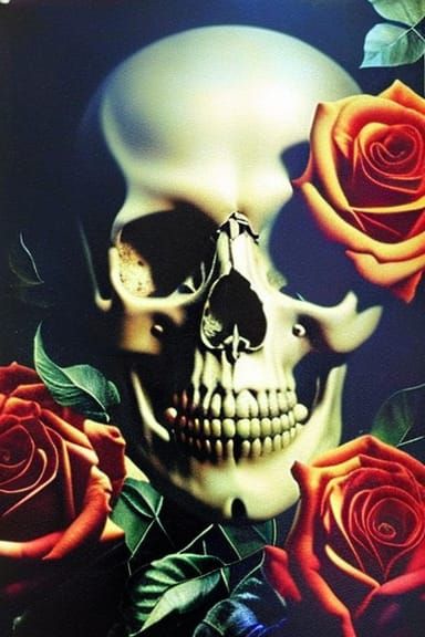 Gothic Album Art: Love and Death Skull Rose