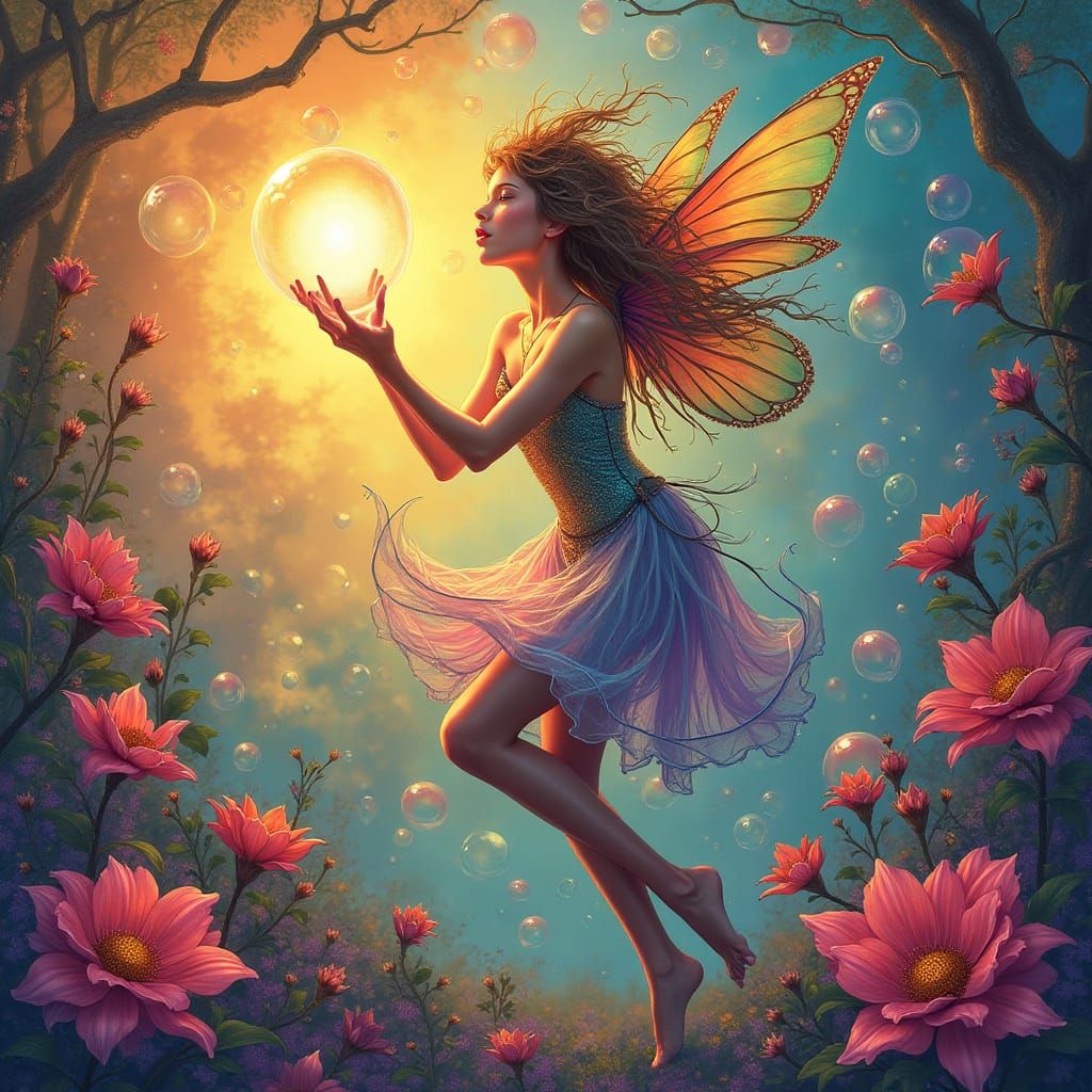 Sprite Dancing in a Psychedelic Bubble Field