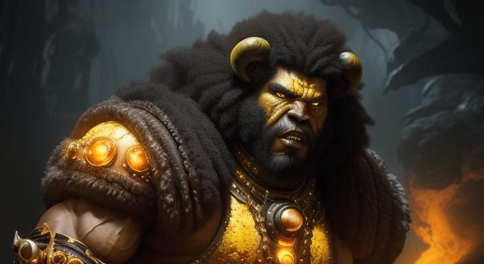 Hero and Beast on Alien Planet in Rembrandt Style