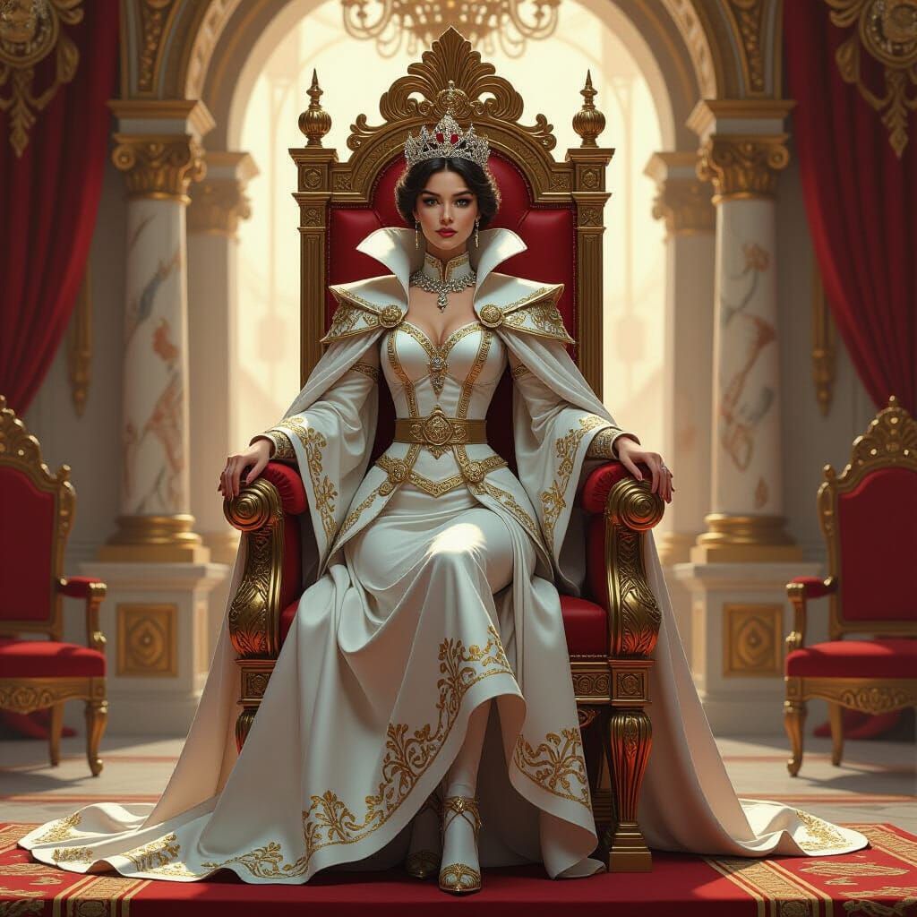 Majestic Royal Figure in Ornate Throne Room