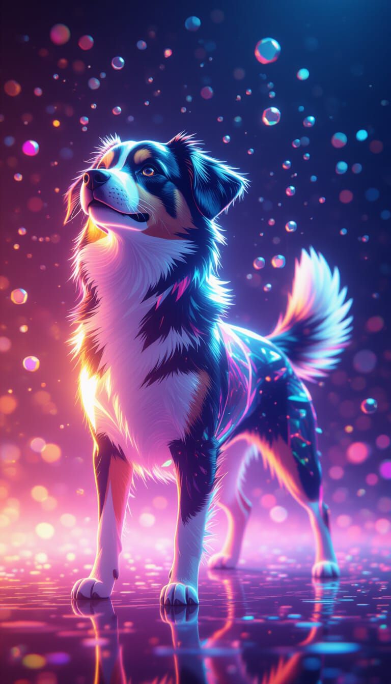 Crystal Labra Dog with Rainbow Reflections in CGSociety Styl...