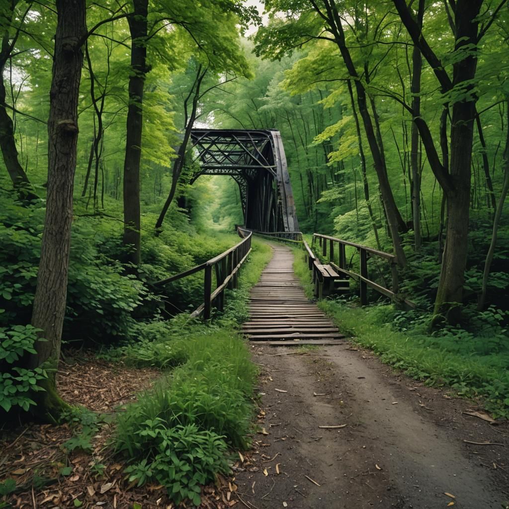 Ontario Country Lane with Abandoned Iron Bridge