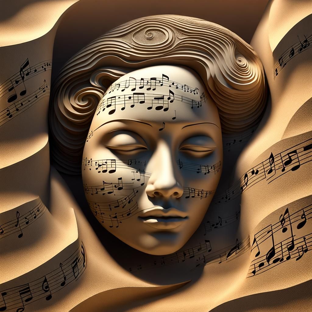 Sand Woman Encoded with Music: 3D Rendered Art